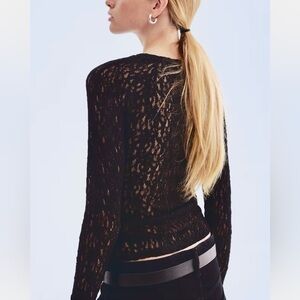 H&M NWT black fitted semi sheer lace top
